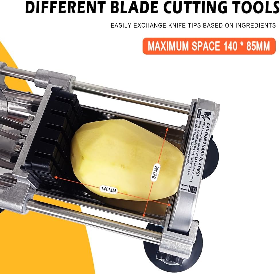 French Fry Cutter Stainless Steel Heavy Duty Manual Potato Slicer Commercial 1/2 Inch Blades Potato Cutter Blade (Accessory 1/2" Blade)