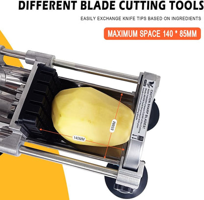 French Fry Cutter Stainless Steel Heavy Duty Manual Potato Slicer Commercial 1/2 Inch Blades Potato Cutter Blade (Accessory 1/2" Blade)