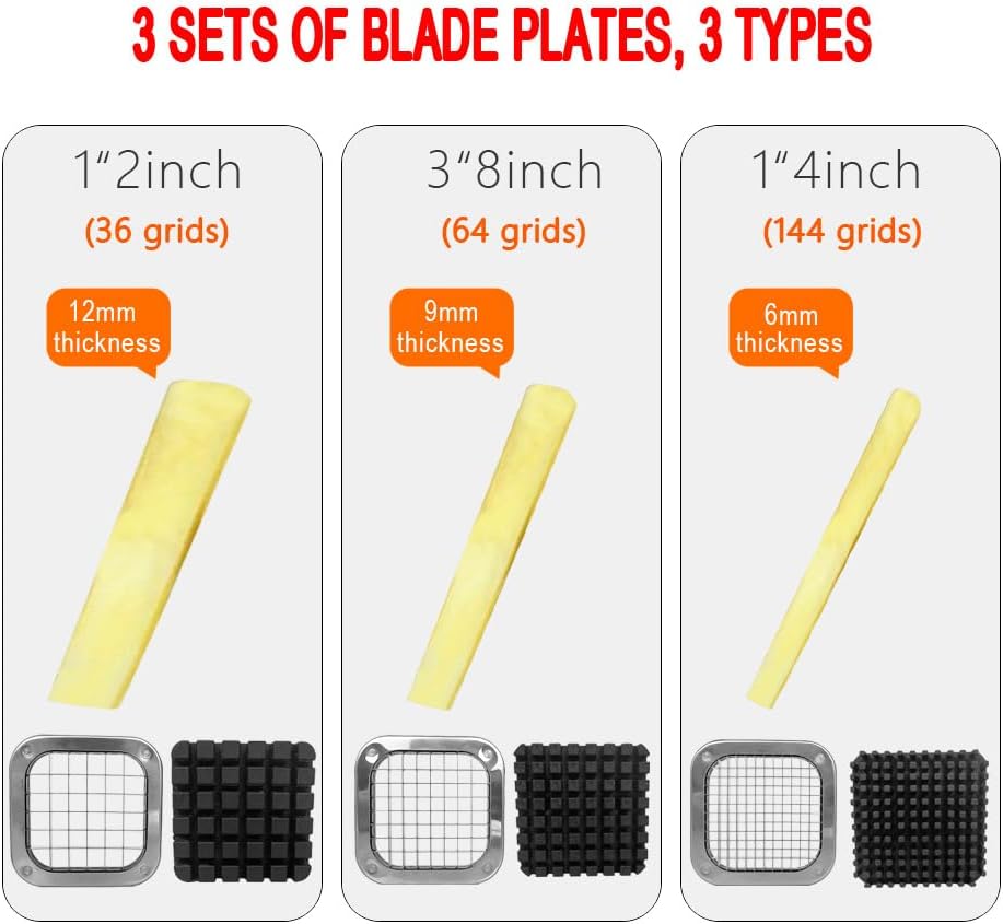 French Fry Cutter Stainless Steel Heavy Duty Manual Potato Slicer Commercial 1/2 Inch Blades Potato Cutter Blade (Accessory 1/2" Blade)
