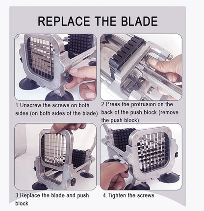 French Fry Cutter Stainless Steel Heavy Duty Manual Potato Slicer Commercial 1/2 Inch Blades Potato Cutter Blade (Accessory 1/2" Blade)