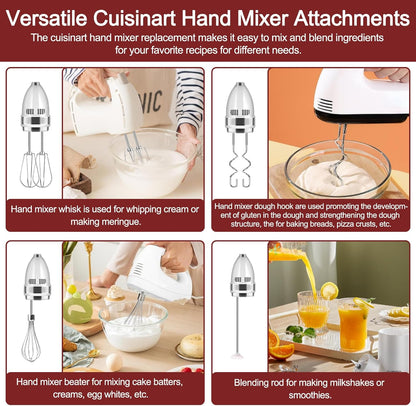 Hand Mixer Beaters Attachments for Cuisinart Hand Mixer CHM Series | 6 Pcs Hand Mixer Beaters Dough Hook and Blending Rod for Cuisinart Hand Mixer Attachments CHM-3 CHM-5 CHM-7 HM-50 HM-70
