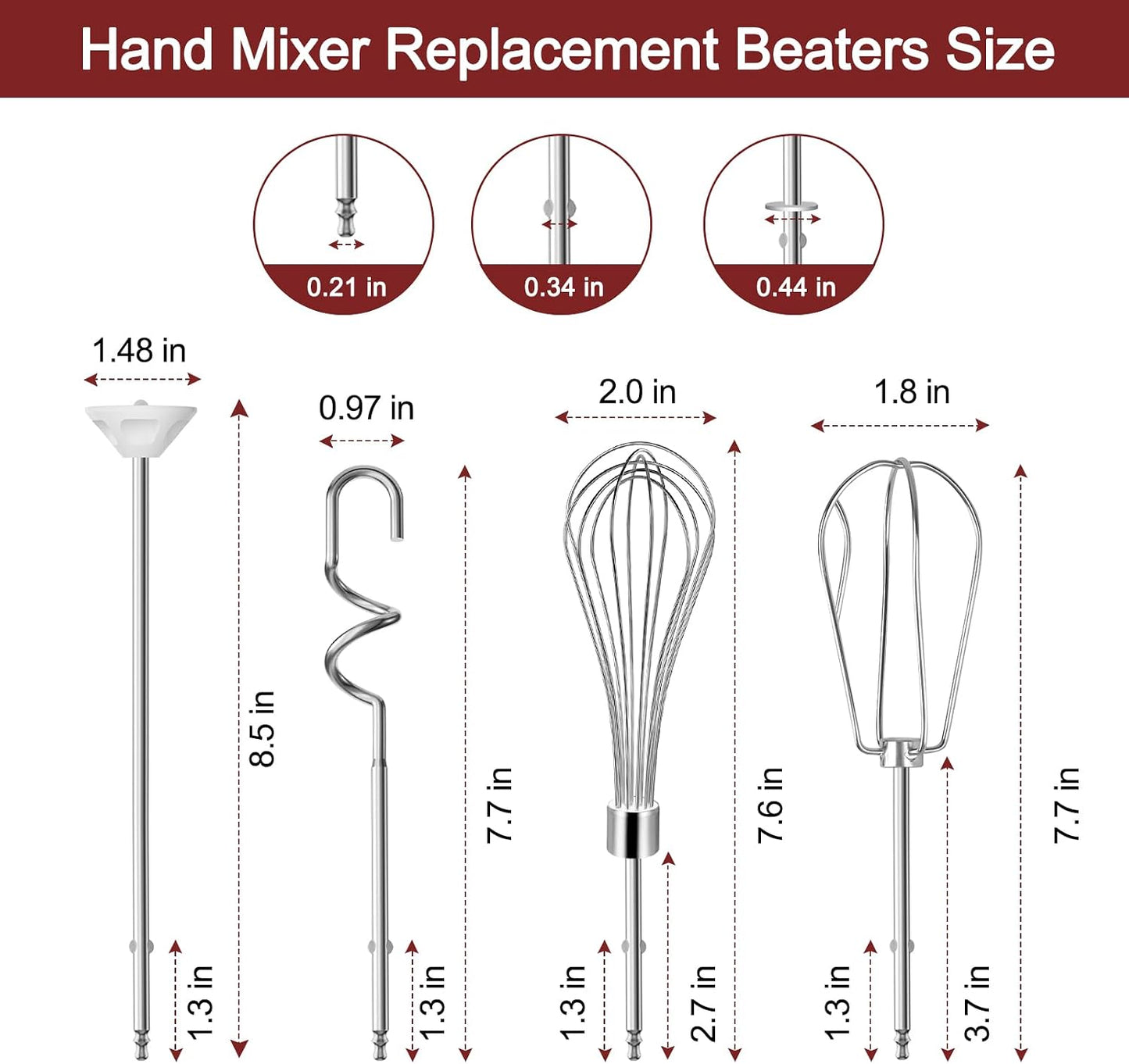 Hand Mixer Beaters Attachments for Cuisinart Hand Mixer CHM Series | 6 Pcs Hand Mixer Beaters Dough Hook and Blending Rod for Cuisinart Hand Mixer Attachments CHM-3 CHM-5 CHM-7 HM-50 HM-70