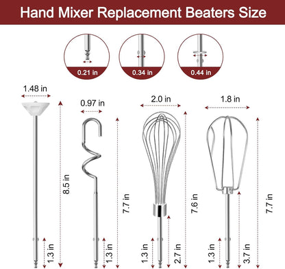 Hand Mixer Beaters Attachments for Cuisinart Hand Mixer CHM Series | 6 Pcs Hand Mixer Beaters Dough Hook and Blending Rod for Cuisinart Hand Mixer Attachments CHM-3 CHM-5 CHM-7 HM-50 HM-70