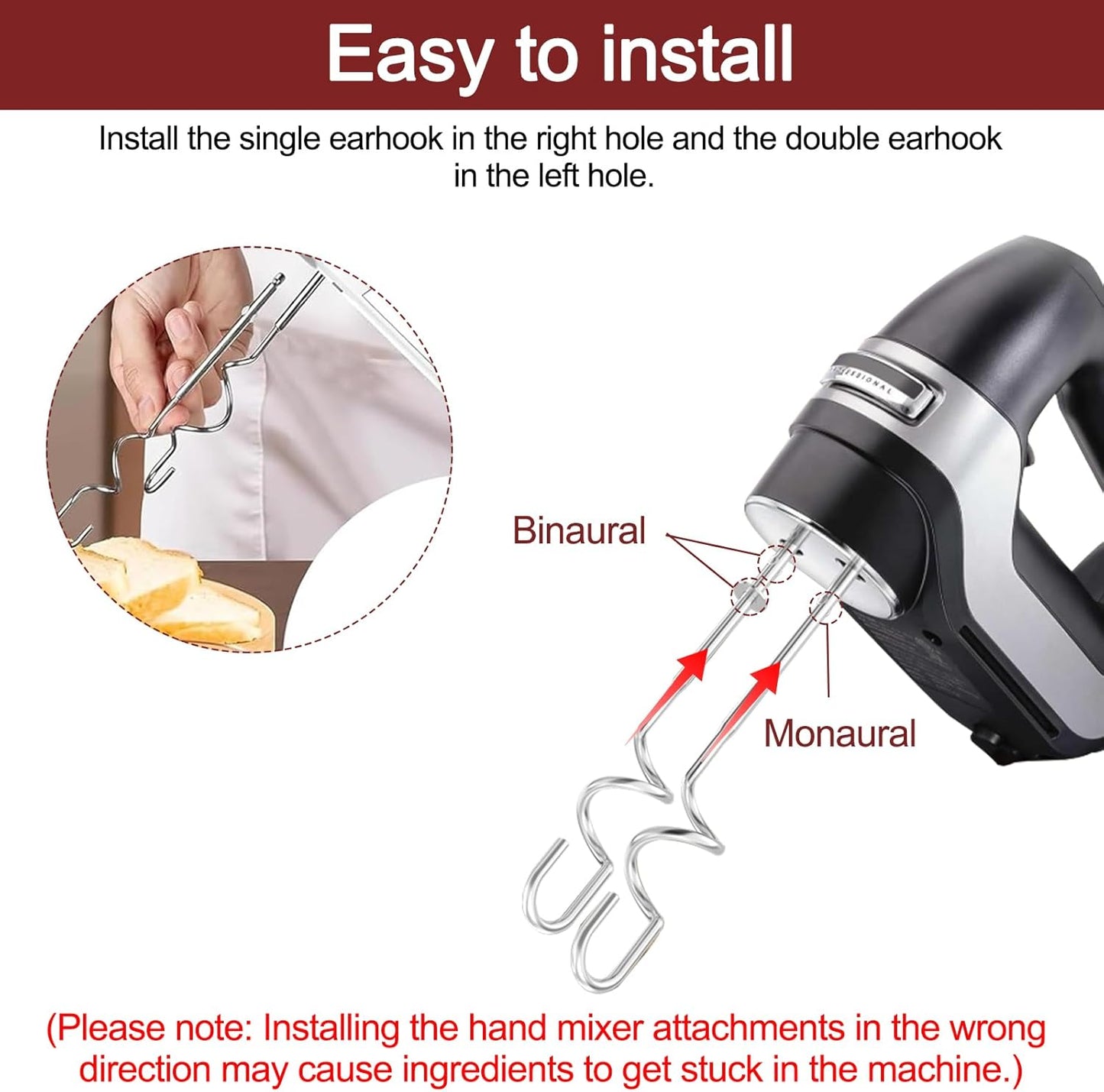 Hand Mixer Beaters Attachments for Cuisinart Hand Mixer CHM Series | 6 Pcs Hand Mixer Beaters Dough Hook and Blending Rod for Cuisinart Hand Mixer Attachments CHM-3 CHM-5 CHM-7 HM-50 HM-70