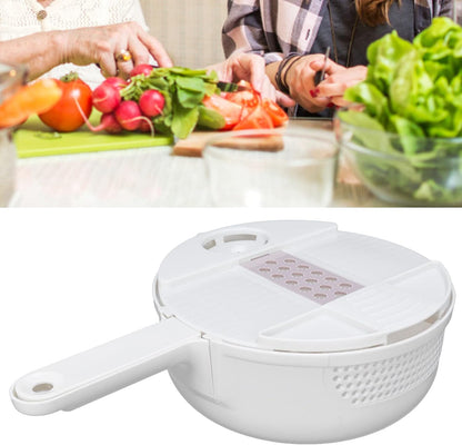 Multi Vegetable Cutter, 12 in 1 Manual Food Chopper with Hand Guard, Stainless Steel Blades, White, Kitchen Slicing Tool