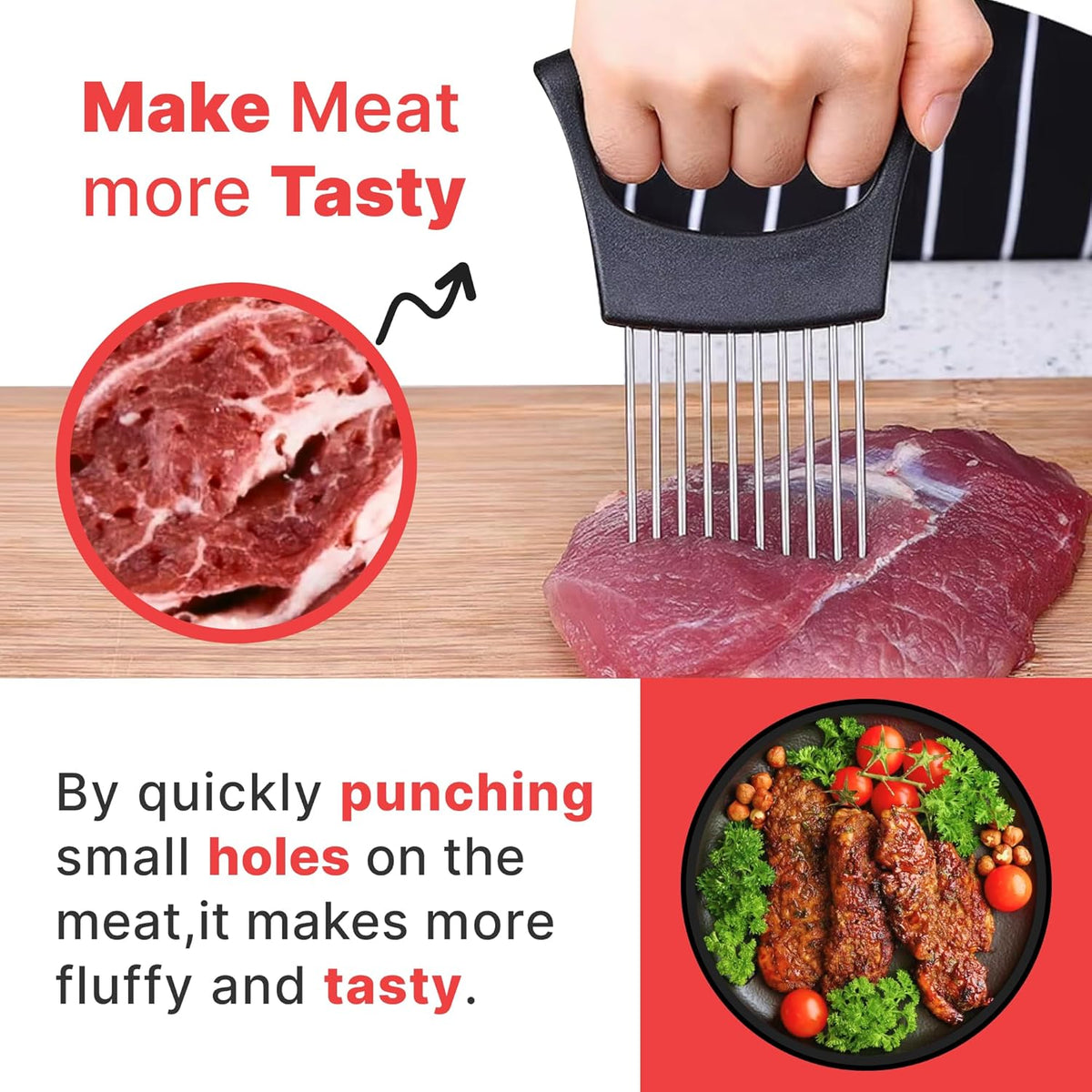 Onion Holder For Slicing, Stainless Steel Onion Cutter, Vegtable And Fruit Slicer, Onion Slicing Tool Of Potato, Egg, Avocado, Meat, Lemon And Other Kitchen Utensils