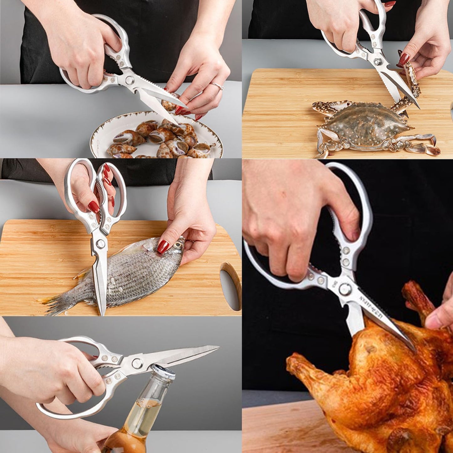 Kitchen Scissors Heavy Duty Stainless Steel Kitchen Shears Sharp Food Cooking Dishwasher Safe Scissors for Meat Chicken Poultry Fish Meat Herbs