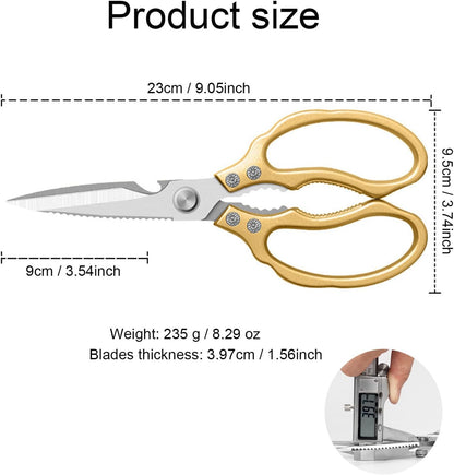 Kitchen Scissors Heavy Duty Stainless Steel Kitchen Shears Sharp Food Cooking Dishwasher Safe Scissors for Meat Chicken Poultry Fish Meat Herbs