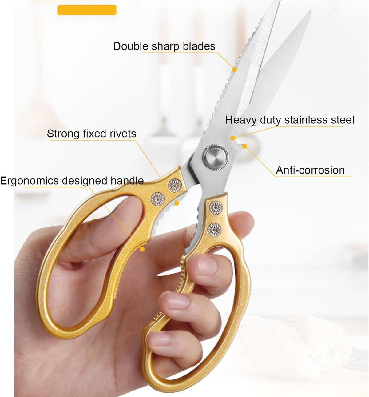 Kitchen Scissors Heavy Duty Stainless Steel Kitchen Shears Sharp Food Cooking Dishwasher Safe Scissors for Meat Chicken Poultry Fish Meat Herbs