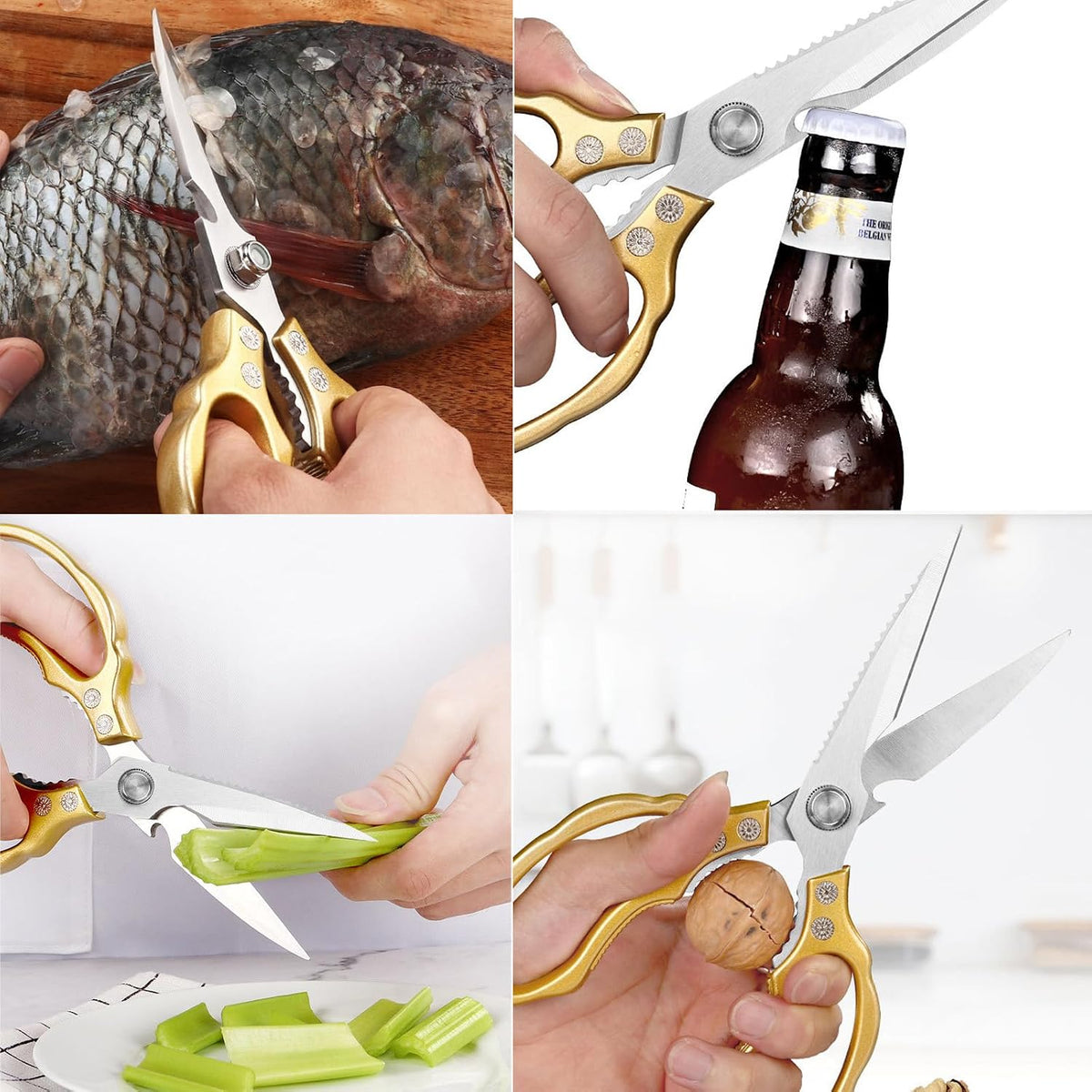 Kitchen Scissors Heavy Duty Stainless Steel Kitchen Shears Sharp Food Cooking Dishwasher Safe Scissors for Meat Chicken Poultry Fish Meat Herbs