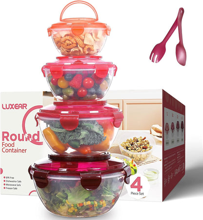 15 Piece Mixing Bowls with Lids Set, Super Large(6.87-0.21QT) Plastic Nesting Bowls 6 Prep Bowls 6 Lids 1 Colander 2-in-1 Spoon Microwave Dishwasher Safe for Preparing Mixing Serving Storing