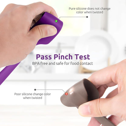 Small Mini Silicone Spatula, 9in Rubber Jar Bowl Scraper, Purple | 600ºF Heat-Resistant Food-Grade Tiny Spatula for Kitchen Use, Flexible Baking Utensil for Mixing Scraping Jam in Bowl or Cup