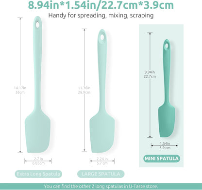 Small Mini Silicone Spatula, 9in Rubber Jar Bowl Scraper, Purple | 600ºF Heat-Resistant Food-Grade Tiny Spatula for Kitchen Use, Flexible Baking Utensil for Mixing Scraping Jam in Bowl or Cup