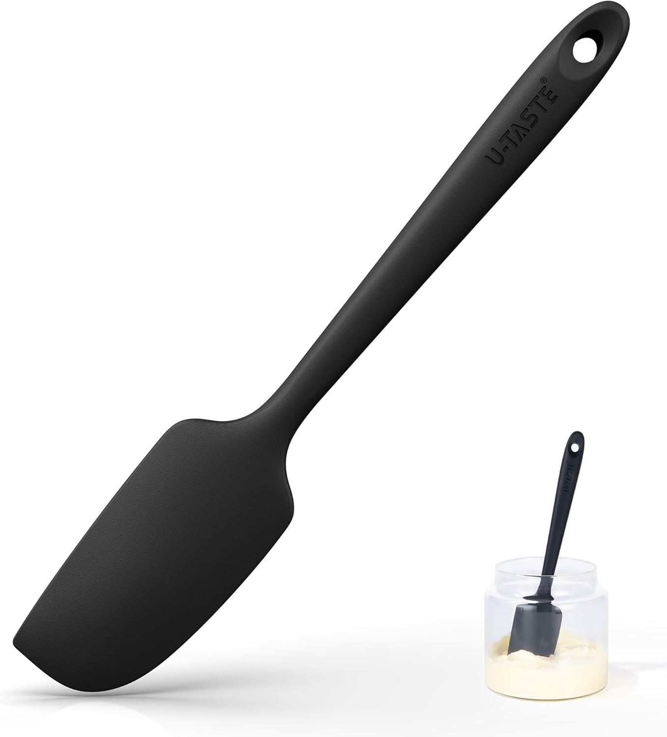 Small Mini Silicone Spatula, 9in Rubber Jar Bowl Scraper, Purple | 600ºF Heat-Resistant Food-Grade Tiny Spatula for Kitchen Use, Flexible Baking Utensil for Mixing Scraping Jam in Bowl or Cup