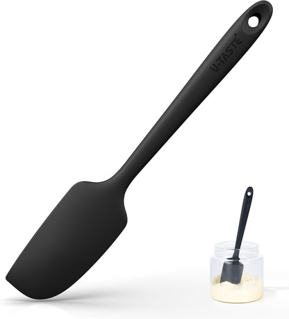 Small Mini Silicone Spatula, 9in Rubber Jar Bowl Scraper, Purple | 600ºF Heat-Resistant Food-Grade Tiny Spatula for Kitchen Use, Flexible Baking Utensil for Mixing Scraping Jam in Bowl or Cup