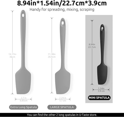 Small Mini Silicone Spatula, 9in Rubber Jar Bowl Scraper, Purple | 600ºF Heat-Resistant Food-Grade Tiny Spatula for Kitchen Use, Flexible Baking Utensil for Mixing Scraping Jam in Bowl or Cup