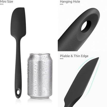 Small Mini Silicone Spatula, 9in Rubber Jar Bowl Scraper, Purple | 600ºF Heat-Resistant Food-Grade Tiny Spatula for Kitchen Use, Flexible Baking Utensil for Mixing Scraping Jam in Bowl or Cup