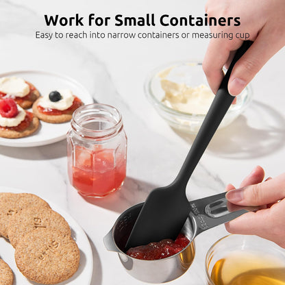 Small Mini Silicone Spatula, 9in Rubber Jar Bowl Scraper, Purple | 600ºF Heat-Resistant Food-Grade Tiny Spatula for Kitchen Use, Flexible Baking Utensil for Mixing Scraping Jam in Bowl or Cup