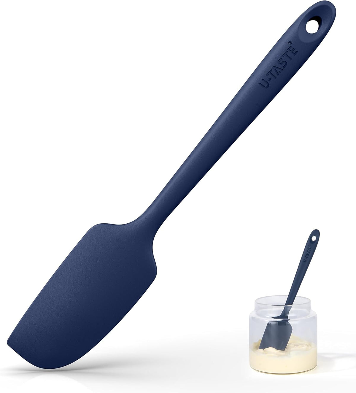 Small Mini Silicone Spatula, 9in Rubber Jar Bowl Scraper, Purple | 600ºF Heat-Resistant Food-Grade Tiny Spatula for Kitchen Use, Flexible Baking Utensil for Mixing Scraping Jam in Bowl or Cup