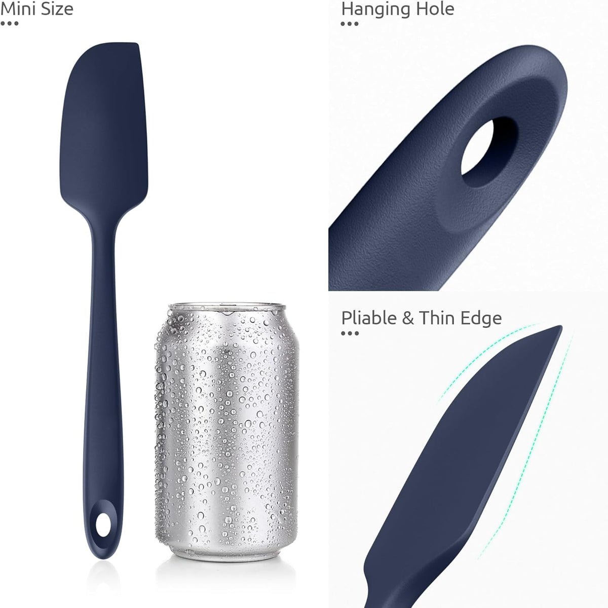 Small Mini Silicone Spatula, 9in Rubber Jar Bowl Scraper, Purple | 600ºF Heat-Resistant Food-Grade Tiny Spatula for Kitchen Use, Flexible Baking Utensil for Mixing Scraping Jam in Bowl or Cup