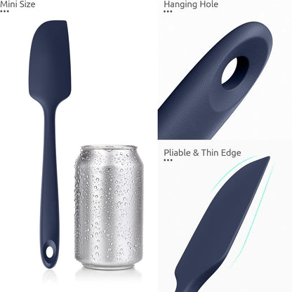 Small Mini Silicone Spatula, 9in Rubber Jar Bowl Scraper, Purple | 600ºF Heat-Resistant Food-Grade Tiny Spatula for Kitchen Use, Flexible Baking Utensil for Mixing Scraping Jam in Bowl or Cup