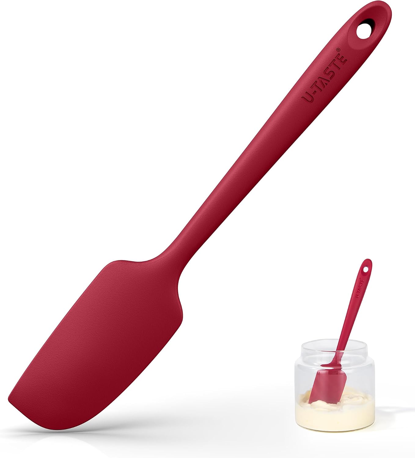 Small Mini Silicone Spatula, 9in Rubber Jar Bowl Scraper, Purple | 600ºF Heat-Resistant Food-Grade Tiny Spatula for Kitchen Use, Flexible Baking Utensil for Mixing Scraping Jam in Bowl or Cup