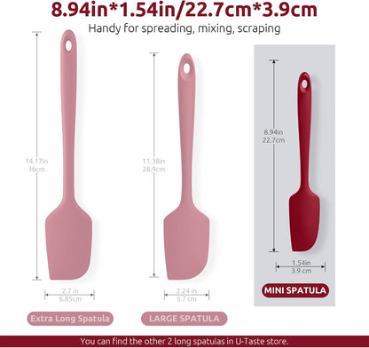 Small Mini Silicone Spatula, 9in Rubber Jar Bowl Scraper, Purple | 600ºF Heat-Resistant Food-Grade Tiny Spatula for Kitchen Use, Flexible Baking Utensil for Mixing Scraping Jam in Bowl or Cup