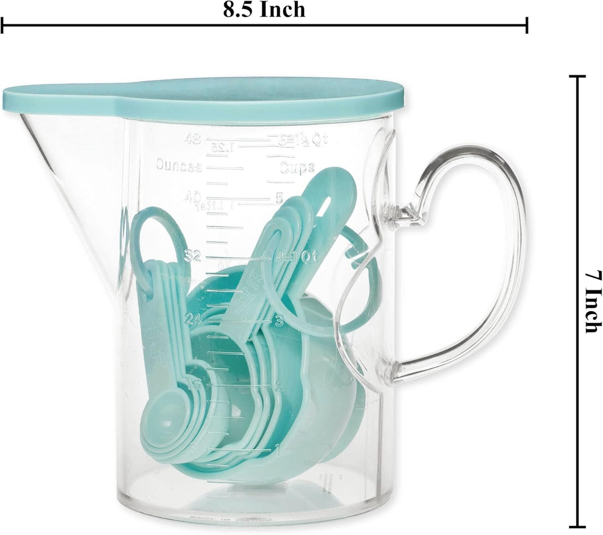 Measuring Cups and Measuring Spoons Set of 10 Pieces, Plastic Multi-Purpose Home Essentials Cooking, and Baking Tools BPA Free Dishwasher Safe for Liquid and Dry (Pink)