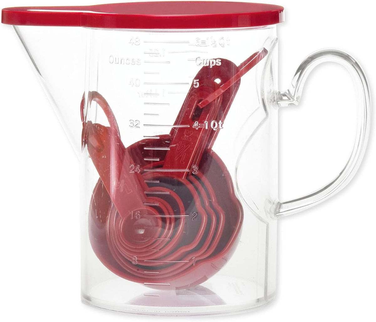 Measuring Cups and Measuring Spoons Set of 10 Pieces, Plastic Multi-Purpose Home Essentials Cooking, and Baking Tools BPA Free Dishwasher Safe for Liquid and Dry (Pink)