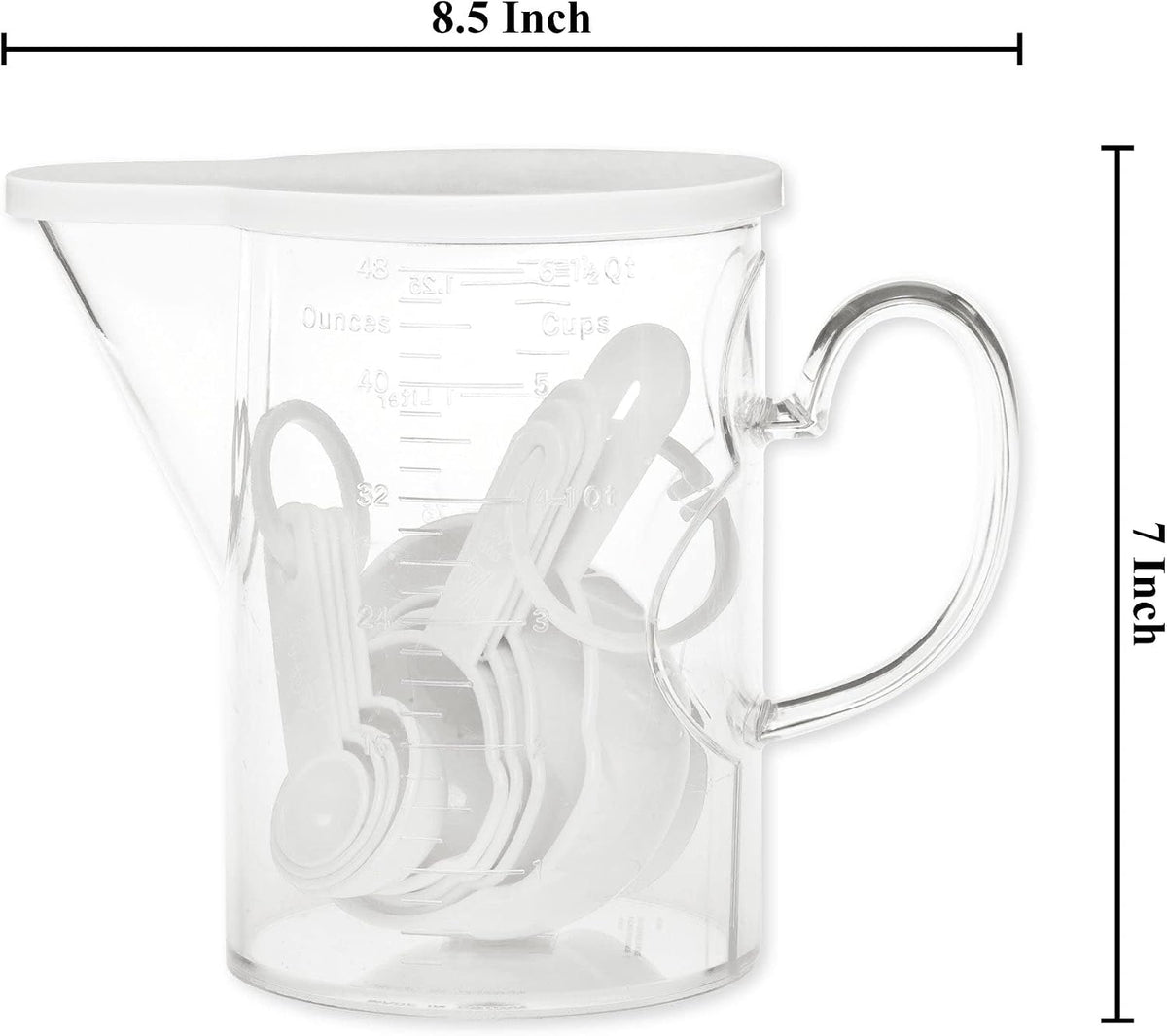 Measuring Cups and Measuring Spoons Set of 10 Pieces, Plastic Multi-Purpose Home Essentials Cooking, and Baking Tools BPA Free Dishwasher Safe for Liquid and Dry (Pink)