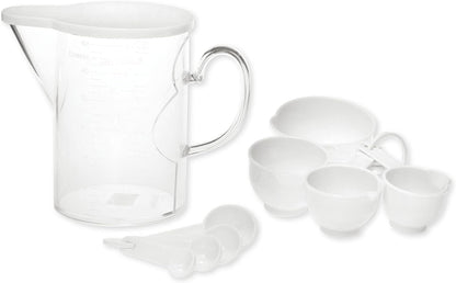 Measuring Cups and Measuring Spoons Set of 10 Pieces, Plastic Multi-Purpose Home Essentials Cooking, and Baking Tools BPA Free Dishwasher Safe for Liquid and Dry (Pink)