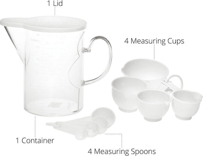 Measuring Cups and Measuring Spoons Set of 10 Pieces, Plastic Multi-Purpose Home Essentials Cooking, and Baking Tools BPA Free Dishwasher Safe for Liquid and Dry (Pink)