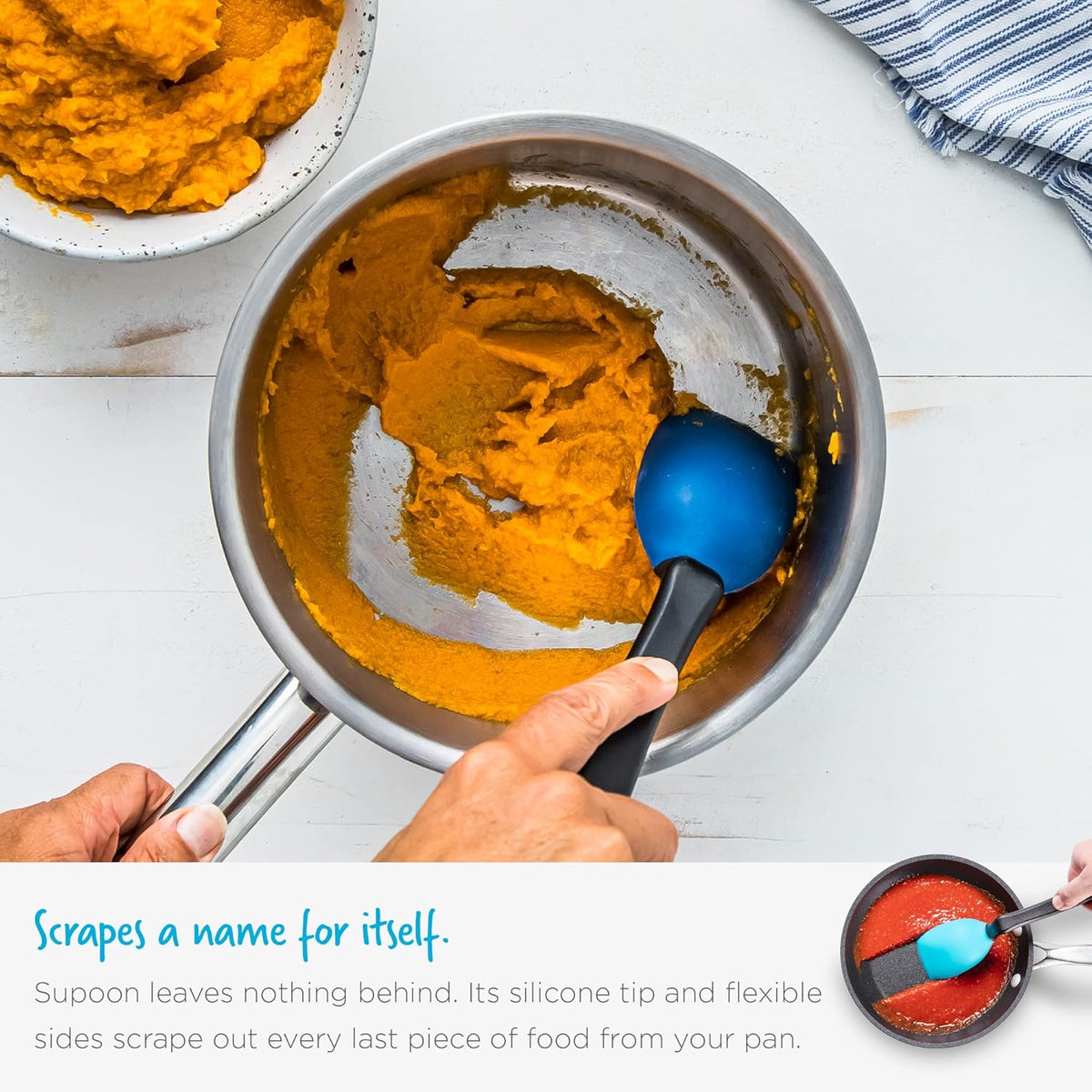 Supoon Non-Stick Sit-Up Silicone Scraping, Serving, Cooking Spoon Measures 5ml Tsp & 15ml Tbsp - 11" Red