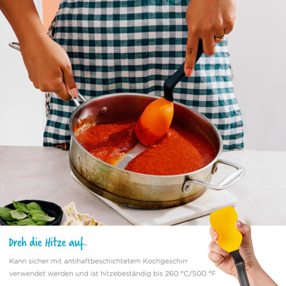 Supoon Non-Stick Sit-Up Silicone Scraping, Serving, Cooking Spoon Measures 5ml Tsp & 15ml Tbsp - 11" Red