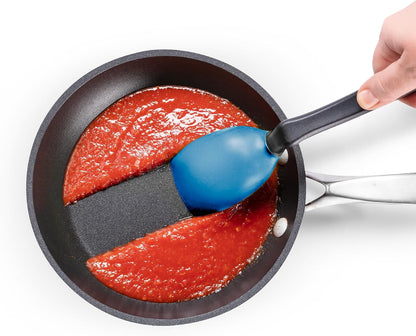 Supoon Non-Stick Sit-Up Silicone Scraping, Serving, Cooking Spoon Measures 5ml Tsp & 15ml Tbsp - 11" Red