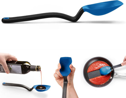 Supoon Non-Stick Sit-Up Silicone Scraping, Serving, Cooking Spoon Measures 5ml Tsp & 15ml Tbsp - 11" Red