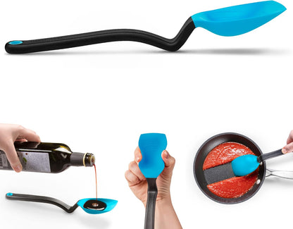 Supoon Non-Stick Sit-Up Silicone Scraping, Serving, Cooking Spoon Measures 5ml Tsp & 15ml Tbsp - 11" Red