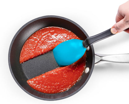 Supoon Non-Stick Sit-Up Silicone Scraping, Serving, Cooking Spoon Measures 5ml Tsp & 15ml Tbsp - 11" Red