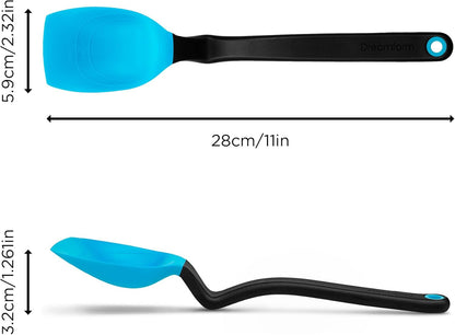Supoon Non-Stick Sit-Up Silicone Scraping, Serving, Cooking Spoon Measures 5ml Tsp & 15ml Tbsp - 11" Red