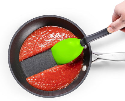 Supoon Non-Stick Sit-Up Silicone Scraping, Serving, Cooking Spoon Measures 5ml Tsp & 15ml Tbsp - 11" Red