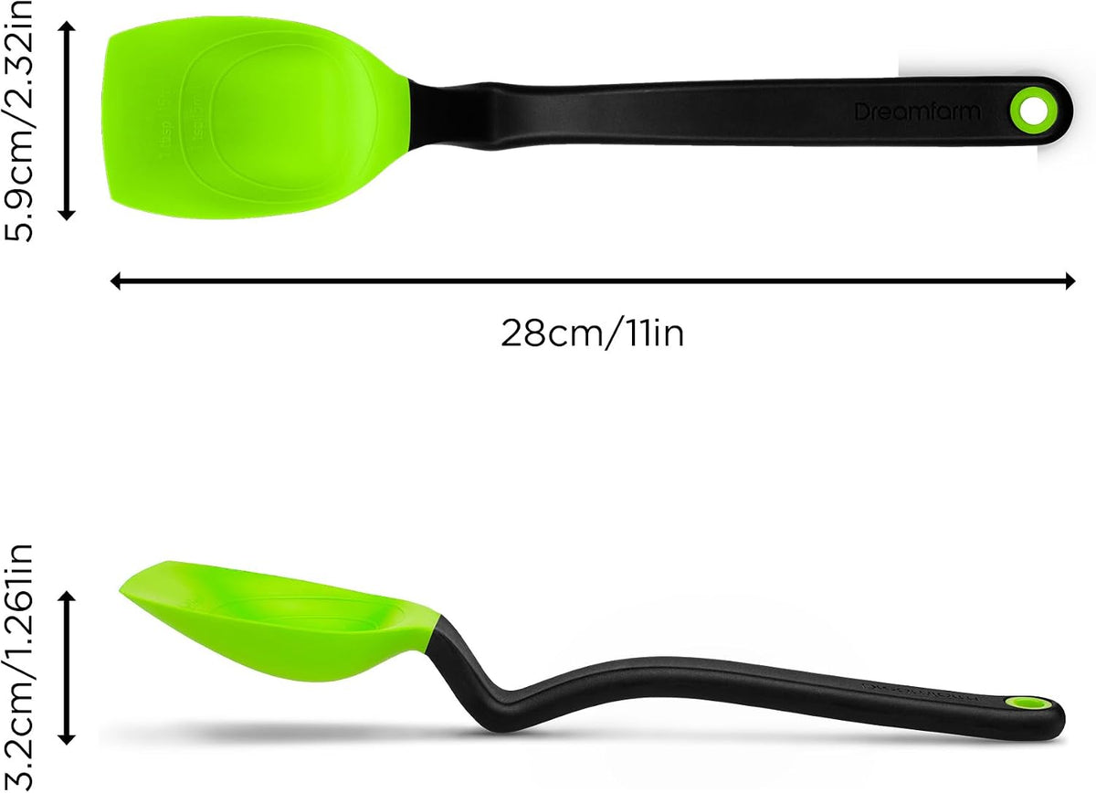 Supoon Non-Stick Sit-Up Silicone Scraping, Serving, Cooking Spoon Measures 5ml Tsp & 15ml Tbsp - 11" Red