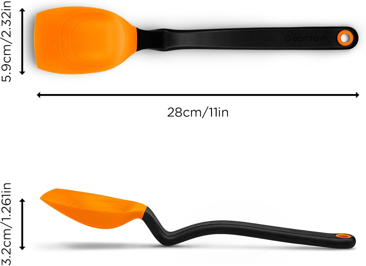 Supoon Non-Stick Sit-Up Silicone Scraping, Serving, Cooking Spoon Measures 5ml Tsp & 15ml Tbsp - 11" Red
