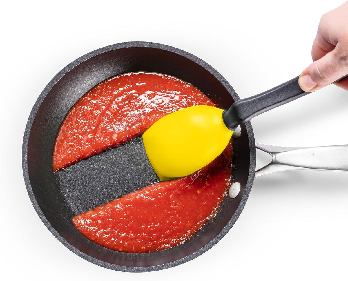 Supoon Non-Stick Sit-Up Silicone Scraping, Serving, Cooking Spoon Measures 5ml Tsp & 15ml Tbsp - 11" Red