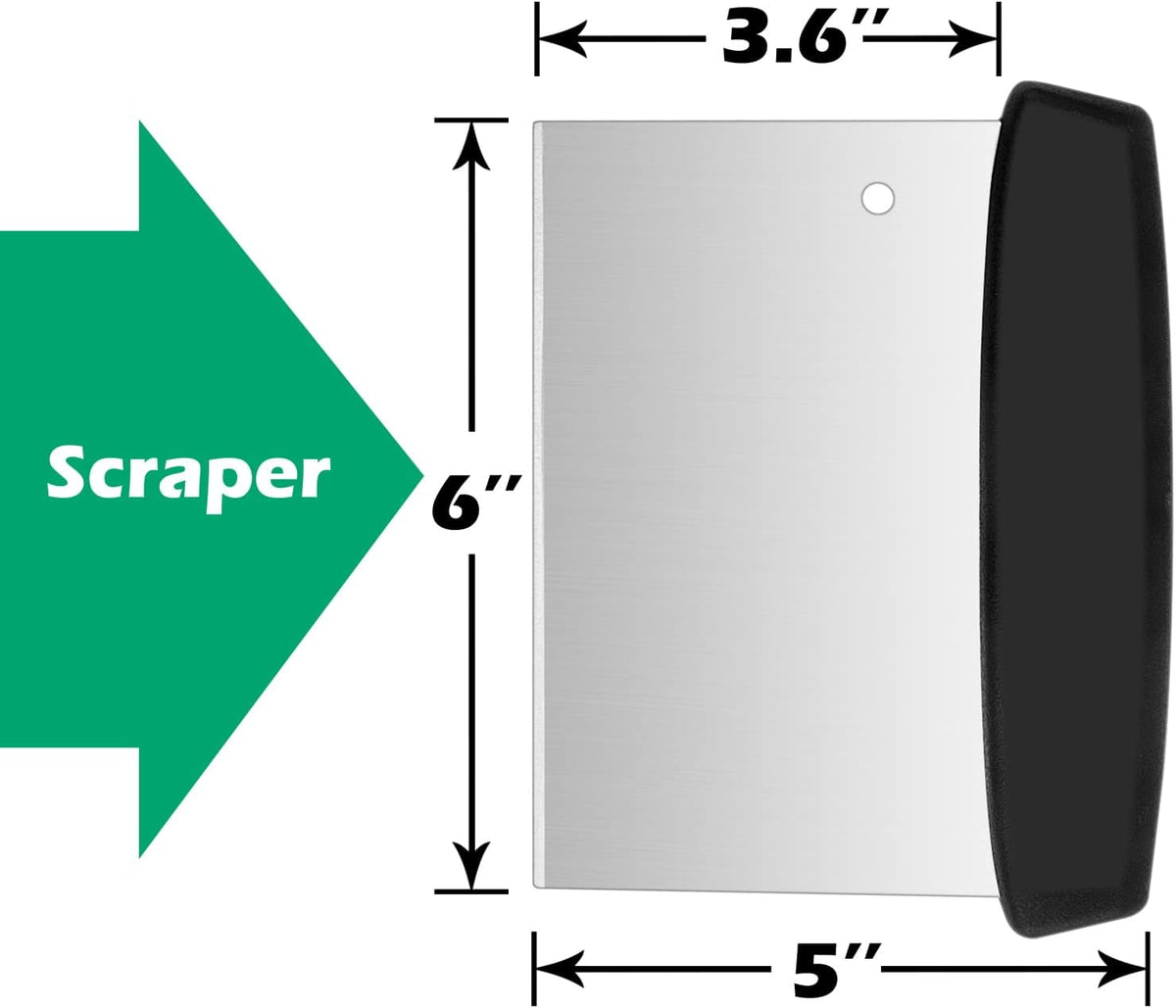 Bench Dough Scrapers, Stainless Steel Griddle Scraper Pastry Cutter