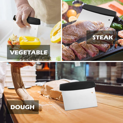 Bench Dough Scrapers, Stainless Steel Griddle Scraper Pastry Cutter