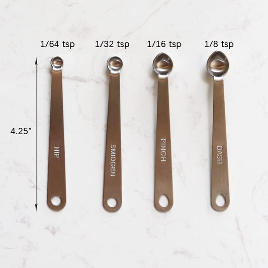 1Pack Mini Measuring Spoon Set of 4, Small Teaspoon for Tiny Measurement | 1/8, 1/16, 1/32, 1/64tsp, Rust-Free, Dishwasher-Safe, High Precision, Easy-Read Markings, Lightweight & Durable