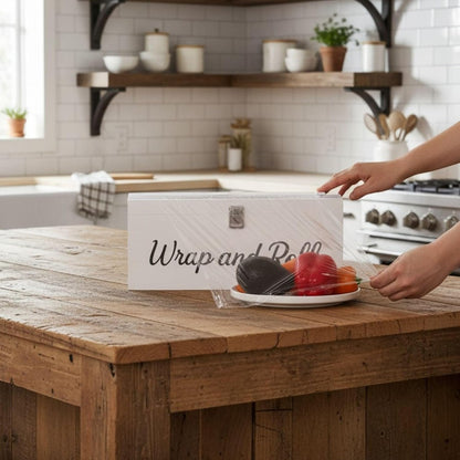 Plastic Wrap Dispenser with Cutter– Fits 12" 3000ft Costco Wrap, Foil, Cling, Wax Paper for Kitchen, Restaurant
