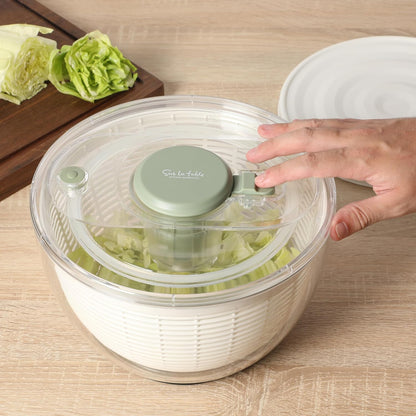 Kitchen Essential 6.3 Qt Salad Spinner, Fruit Washer, Washing Bowl with Strainer, Vegetable Cleaner, Salad Cleaner, Lettuce Washer - Juniper Green