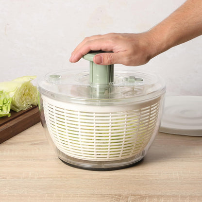 Kitchen Essential 6.3 Qt Salad Spinner, Fruit Washer, Washing Bowl with Strainer, Vegetable Cleaner, Salad Cleaner, Lettuce Washer - Juniper Green