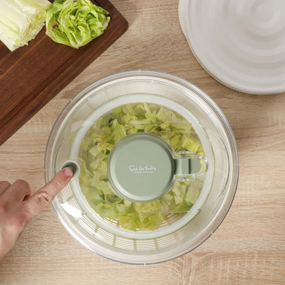 Kitchen Essential 6.3 Qt Salad Spinner, Fruit Washer, Washing Bowl with Strainer, Vegetable Cleaner, Salad Cleaner, Lettuce Washer - Juniper Green